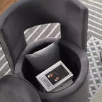 TUYOHW Fauteuil Pivotant d'Appoint, Chaise Courbe Rembourrée en Velours avec Base en Métal Doré, Fonction de Rangement, Fauteuil de Salon pour Salon, Chambre de Bébé, Chambre à Coucher