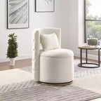 TUYOHW Fauteuil Pivotant d'Appoint, Chaise Courbe Rembourrée en Velours avec Base en Métal Doré, Fonction de Rangement, Fauteuil de Salon pour Salon, Chambre de Bébé, Chambre à Coucher