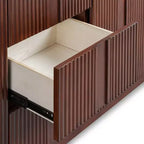 Buffet Teamson Home Potomac moderne bohème en bois massif avec 3 tiroirs, 2 portes, étagère réglable et rangement à ouverture par pression