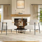 Chaise décorative moderne, cadre en métal et accoudoirs en bois, chaise de lecture rembourrée et douce pour chambres et salons, ergonomique, simple blanche
