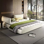 Cadre de lit King Size Cloud Whisen, lit rembourré en chenille avec tête de lit mobile surdimensionnée et rembourrée, coin rond