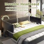 Cadre de lit King Size Cloud Whisen, lit rembourré en chenille avec tête de lit mobile surdimensionnée et rembourrée, coin rond