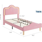 Cadre de lit double avec tête de lit et pied de lit, plateforme de lit de princesse capitonnée en velours pour enfants/filles, rose