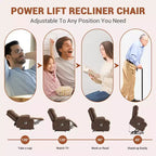 Fauteuil inclinable électrique avec fonction de levage, fauteuil inclinable électrique surdimensionné pour personnes âgées avec chauffage et massage, porte-gobelets, poche latérale, canapé simple pour salon