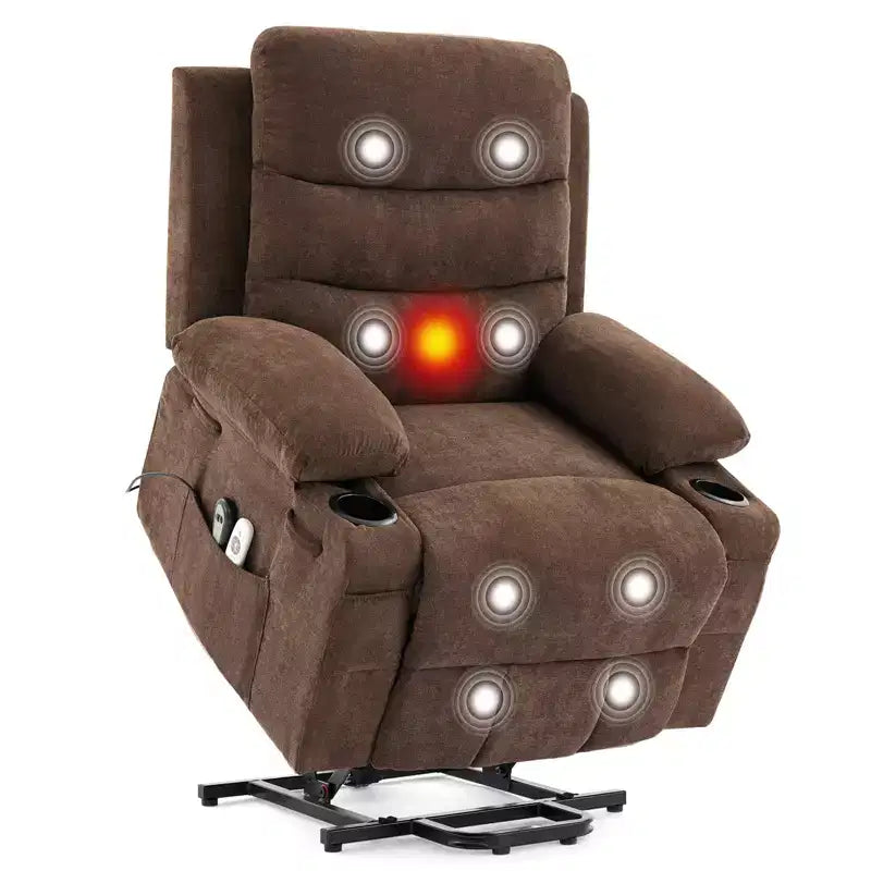 Fauteuil inclinable électrique avec fonction de levage, fauteuil inclinable électrique surdimensionné pour personnes âgées avec chauffage et massage, porte-gobelets, poche latérale, canapé simple pour salon