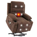 Fauteuil inclinable électrique avec fonction de levage, fauteuil inclinable électrique surdimensionné pour personnes âgées avec chauffage et massage, porte-gobelets, poche latérale, canapé simple pour salon