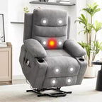 Fauteuil inclinable électrique avec fonction de levage, fauteuil inclinable électrique surdimensionné pour personnes âgées avec chauffage et massage, porte-gobelets, poche latérale, canapé simple pour salon