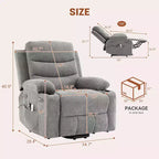 Fauteuil inclinable électrique avec fonction de levage, fauteuil inclinable électrique surdimensionné pour personnes âgées avec chauffage et massage, porte-gobelets, poche latérale, canapé simple pour salon