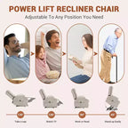 Fauteuil inclinable électrique avec fonction de levage, fauteuil inclinable électrique surdimensionné pour personnes âgées avec chauffage et massage, porte-gobelets, poche latérale, canapé simple pour salon