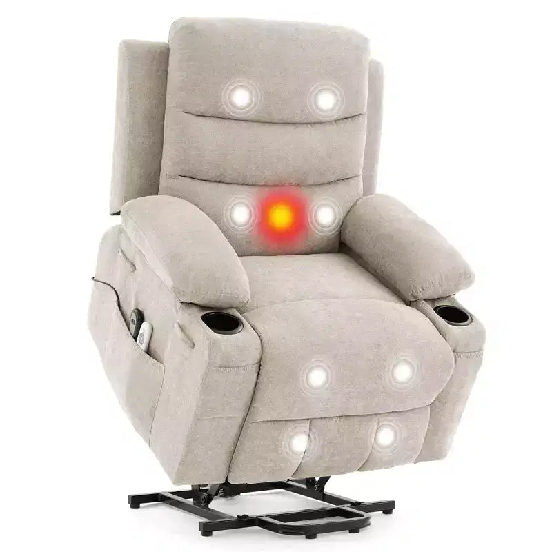 Fauteuil inclinable électrique avec fonction de levage, fauteuil inclinable électrique surdimensionné pour personnes âgées avec chauffage et massage, porte-gobelets, poche latérale, canapé simple pour salon