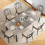 Table à manger rectangulaire de 2 m, style industriel moderne, plateau en MDF, pieds en métal, coins arrondis, pour cuisine familiale