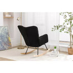 MAYEERTY Fauteuil à Bascule en Tissu Teddy pour Chambre d'Enfant, Utilisation en Intérieur (Salon), Noir