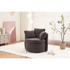 Chaise pivotante MAYEERTY en tissu Teddy avec rangement, coussin de dossier, salon, kaki