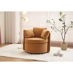 Chaise pivotante MAYEERTY en tissu Teddy avec rangement, coussin de dossier, salon, kaki