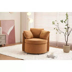MAYEERTY Teddy Fabric Swivel Storage Chair, Back Cushion, Living Room, Khaki