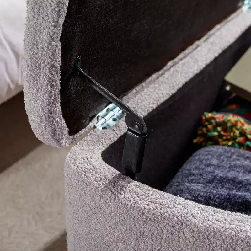 Banc de rangement ottoman en fausse fourrure TUYOHW, banc de lit avec rangement, pieds en métal doré, banc de bout de lit rembourré moderne pour salon, chambre à coucher, entrée