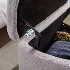 Banc de rangement ottoman en fausse fourrure TUYOHW, banc de lit avec rangement, pieds en métal doré, banc de bout de lit rembourré moderne pour salon, chambre à coucher, entrée