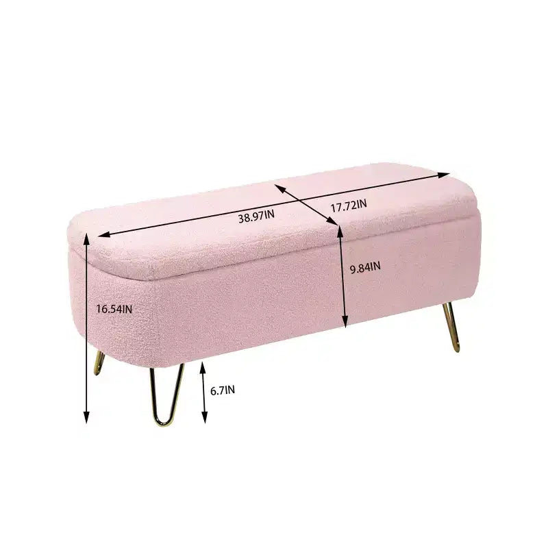 Banc de rangement ottoman en fausse fourrure TUYOHW, banc de lit avec rangement, pieds en métal doré, banc de bout de lit rembourré moderne pour salon, chambre à coucher, entrée