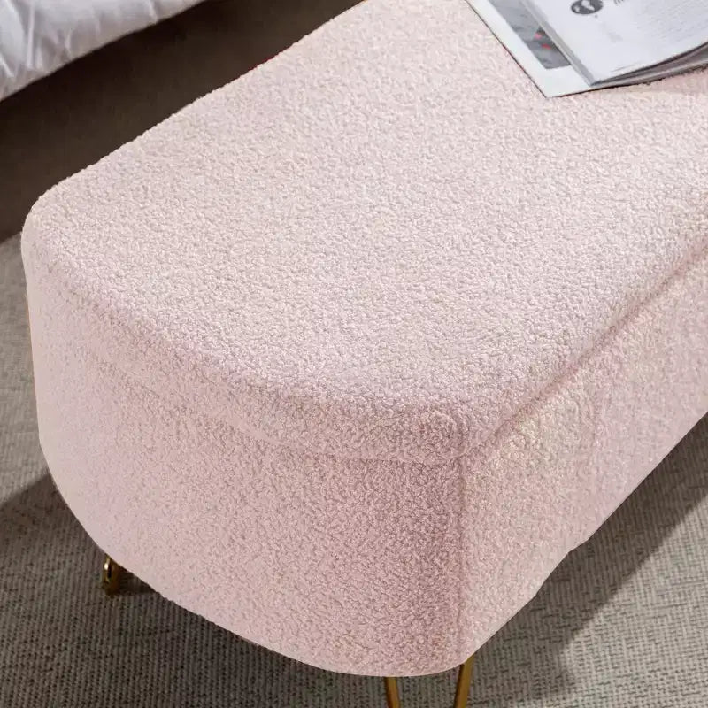 Banc de rangement ottoman en fausse fourrure TUYOHW, banc de lit avec rangement, pieds en métal doré, banc de bout de lit rembourré moderne pour salon, chambre à coucher, entrée