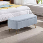 Banc de rangement ottoman en fausse fourrure TUYOHW, banc de lit avec rangement, pieds en métal doré, banc de bout de lit rembourré moderne pour salon, chambre à coucher, entrée