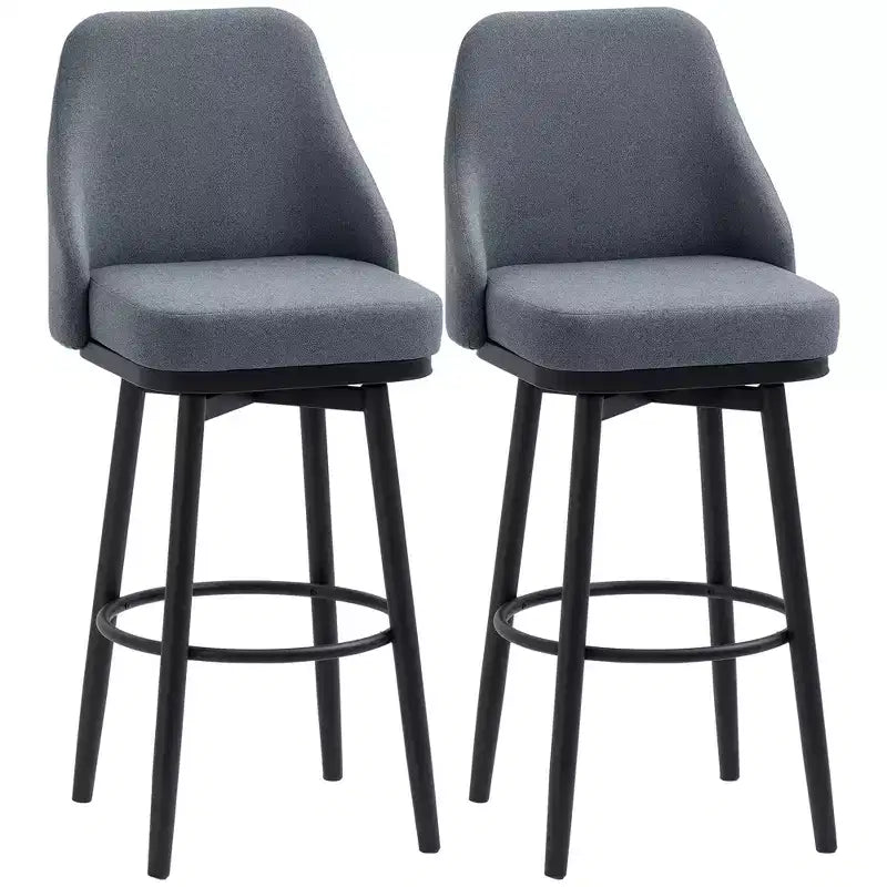 Modern Bar Stools, Set of 2 Swivel Kitchen Chairs