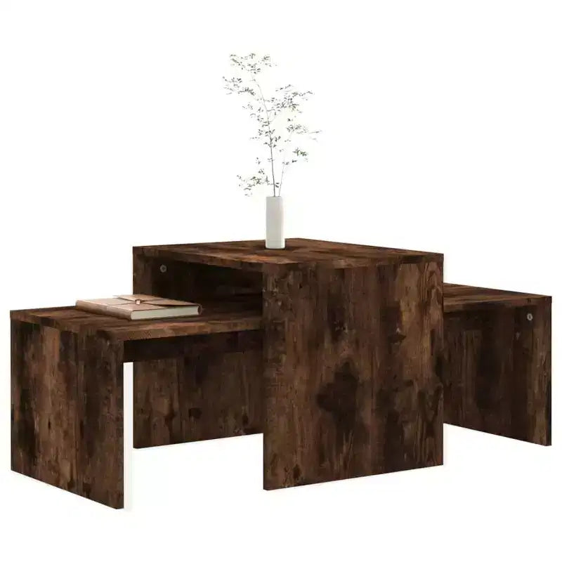 vidaXL Table basse Chêne fumé Bois d'ingénierie Moyen Élégant