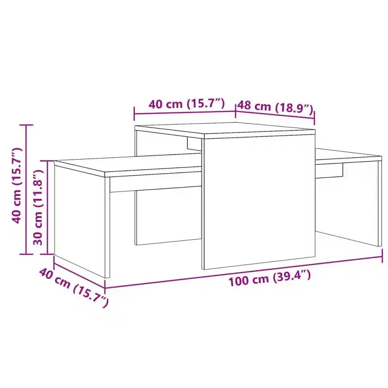 vidaXL Table basse Chêne fumé Bois d'ingénierie Moyen Élégant