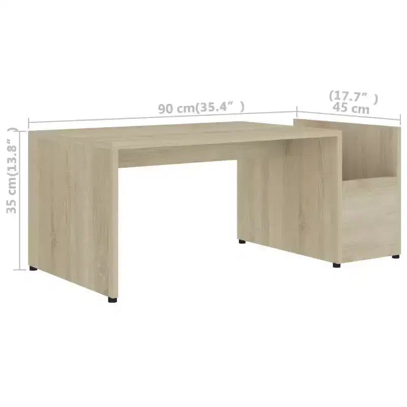 vidaXL Table basse blanche en bois d'ingénierie, table basse avec rangement moyen