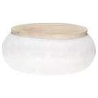 vidaXL Table basse Table d'appoint en forme de bol avec base en acier Bois massif de récupération