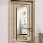 Door Mirror Full Length Over Door Wall Mirror 14x48 Inch Gold Hanging Rectangular Home Decor Mirror Strong Metal Frame