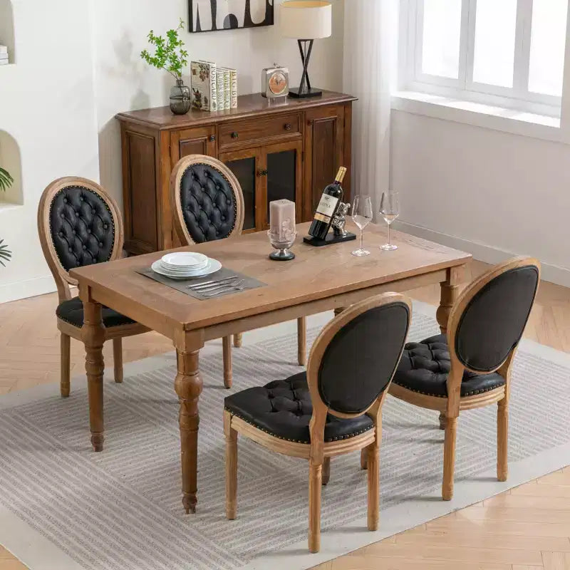 TUYOHW Lot de 2 Chaises Roi Louis, Chaises de Salle à Manger Capitonnées Élégantes Style Français pour la Décoration Intérieure, Chaises d'Appoint Élégantes avec Pieds en Bois d'Hévéa Massif