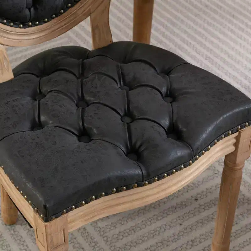 TUYOHW Lot de 2 Chaises Roi Louis, Chaises de Salle à Manger Capitonnées Élégantes Style Français pour la Décoration Intérieure, Chaises d'Appoint Élégantes avec Pieds en Bois d'Hévéa Massif