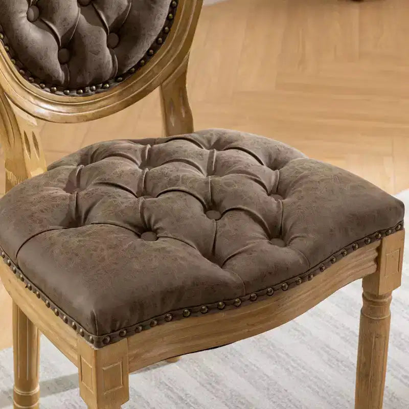 TUYOHW Lot de 2 Chaises Roi Louis, Chaises de Salle à Manger Capitonnées Élégantes Style Français pour la Décoration Intérieure, Chaises d'Appoint Élégantes avec Pieds en Bois d'Hévéa Massif