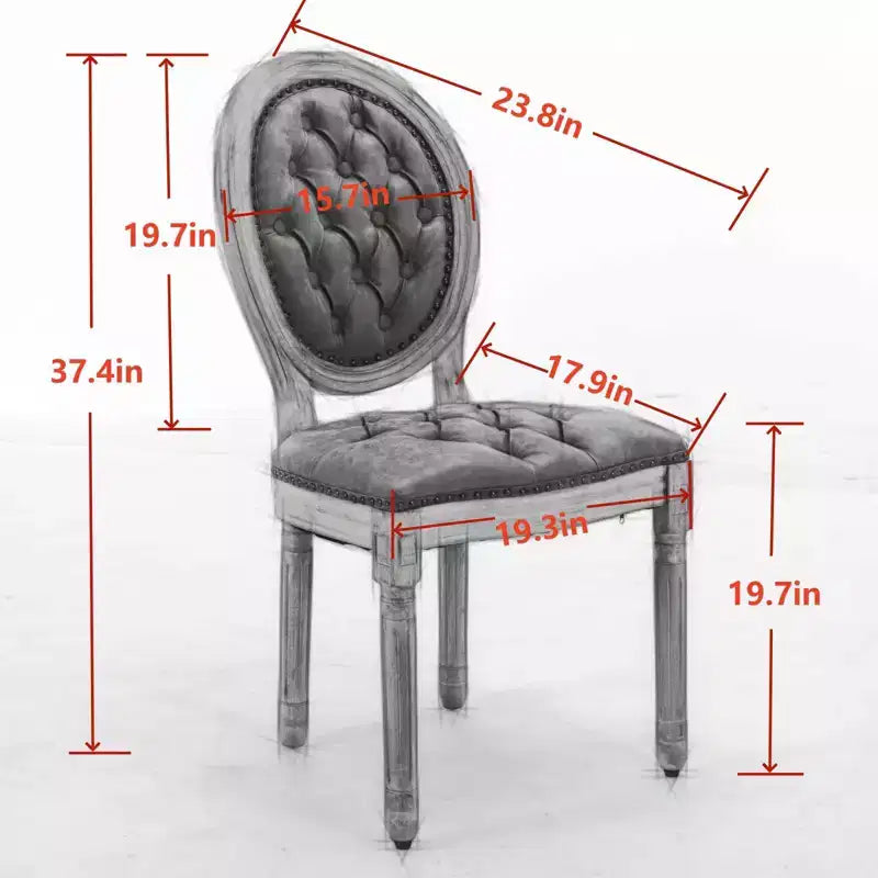 TUYOHW Lot de 2 Chaises Roi Louis, Chaises de Salle à Manger Capitonnées Élégantes Style Français pour la Décoration Intérieure, Chaises d'Appoint Élégantes avec Pieds en Bois d'Hévéa Massif