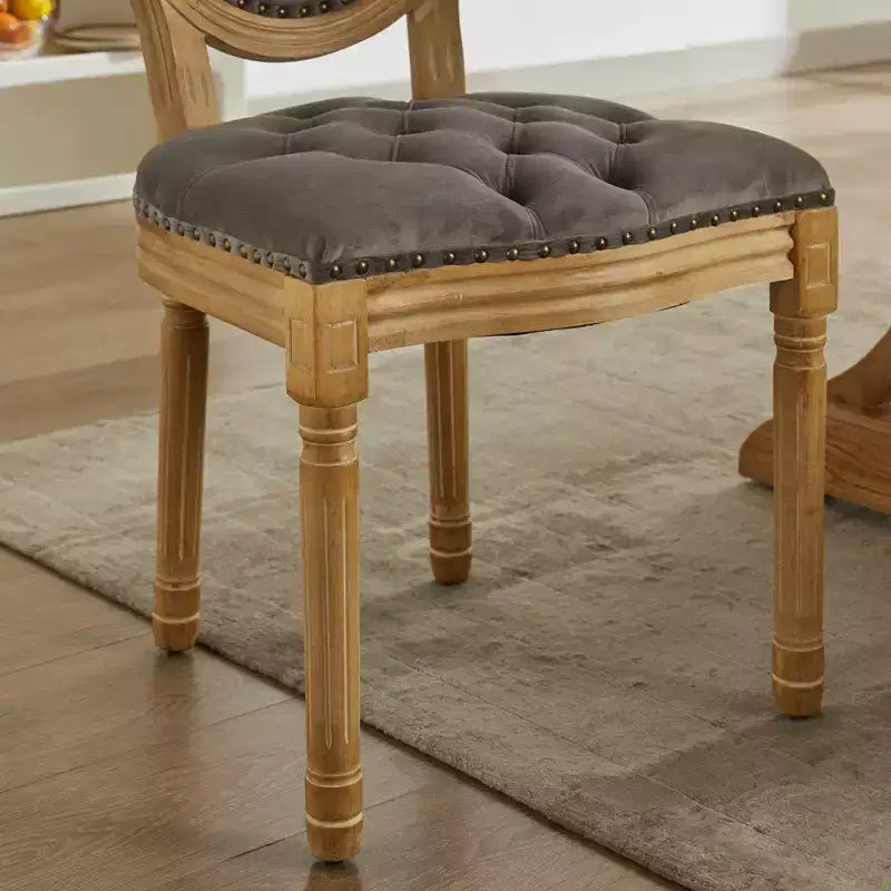 TUYOHW Lot de 2 Chaises Roi Louis, Chaises de Salle à Manger Capitonnées Élégantes Style Français pour la Décoration Intérieure, Chaises d'Appoint Élégantes avec Pieds en Bois d'Hévéa Massif