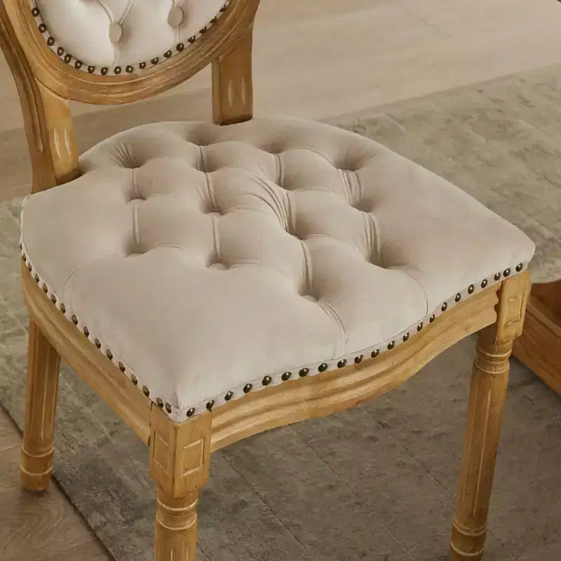 TUYOHW Lot de 2 Chaises Roi Louis, Chaises de Salle à Manger Capitonnées Élégantes Style Français pour la Décoration Intérieure, Chaises d'Appoint Élégantes avec Pieds en Bois d'Hévéa Massif