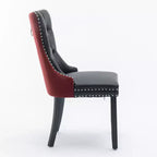 TUYOHW Lot de 2 chaises de salle à manger capitonnées bicolores, chaises d'appoint modernes avec clous décoratifs pour salle à manger et cuisine, revêtement en PU et velours, décoration intérieure