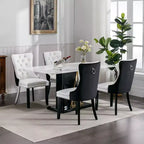TUYOHW Lot de 2 chaises de salle à manger capitonnées bicolores, chaises d'appoint modernes avec clous décoratifs pour salle à manger et cuisine, revêtement en PU et velours, décoration intérieure