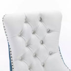 TUYOHW Lot de 2 chaises de salle à manger capitonnées bicolores, chaises d'appoint modernes avec clous décoratifs pour salle à manger et cuisine, revêtement en PU et velours, décoration intérieure