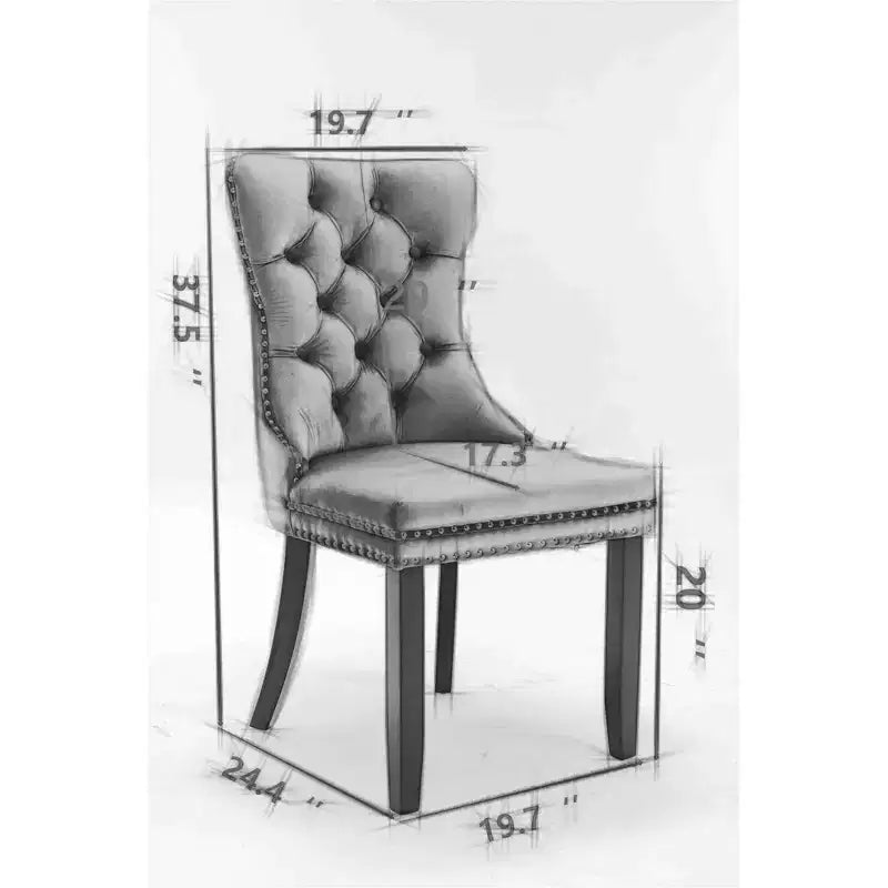 TUYOHW Lot de 2 chaises de salle à manger capitonnées bicolores, chaises d'appoint modernes avec clous décoratifs pour salle à manger et cuisine, revêtement en PU et velours, décoration intérieure