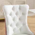 TUYOHW Lot de 2 chaises de salle à manger capitonnées bicolores, chaises d'appoint modernes avec clous décoratifs pour salle à manger et cuisine, revêtement en PU et velours, décoration intérieure