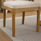 TUYOHW Lot de 2 chaises Louis, chaises d'appoint avec dossier en rotin style français, pieds en bois d'hévéa massif, revêtement en lin doux, capacité de 136 kg