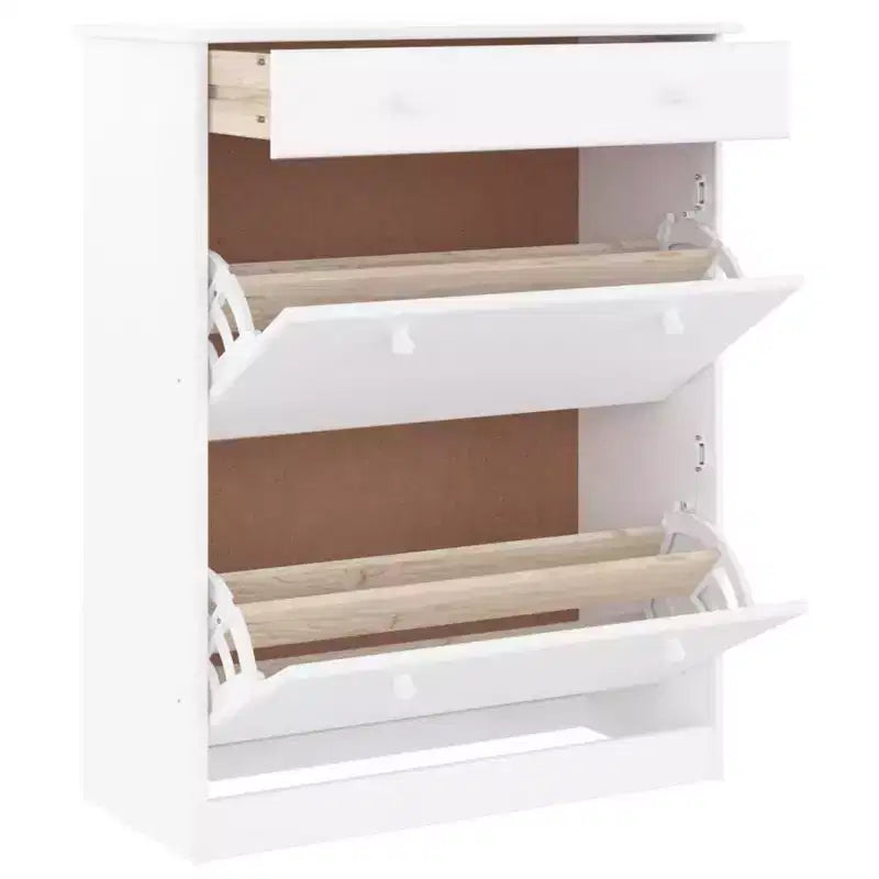 vidaXL Armoire à chaussures Blanc Bois de pin massif 77 cm x 35 cm x 96 cm