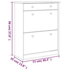 vidaXL Armoire à chaussures Blanc Bois de pin massif 77 cm x 35 cm x 96 cm