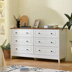 Commode AEELLEEA 6 tiroirs, meuble de rangement pour chambre, salon, couloir, entrée, blanc