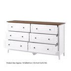 Commode AEELLEEA 6 tiroirs, meuble de rangement pour chambre, salon, couloir, entrée, blanc