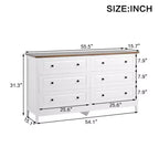 Commode AEELLEEA 6 tiroirs, meuble de rangement pour chambre, salon, couloir, entrée, blanc