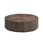 MAYEERTY Table Basse Ronde Moderne de 35 Pouces, Table Centrale en MDF avec Placage Bois pour Petit Salon, Aucun Assemblage Requis, Noyer