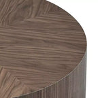 MAYEERTY Table Basse Ronde Moderne de 35 Pouces, Table Centrale en MDF avec Placage Bois pour Petit Salon, Aucun Assemblage Requis, Noyer