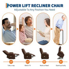 Fauteuil inclinable releveur électrique pour personnes âgées – Fauteuil inclinable de massage et chauffant avec aide au lever à 45°, canapé de salon, fauteuil à bascule pivotant avec porte-gobelets